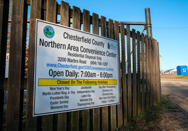 The front gate of Chesterfield's Northern Area Convenience Center