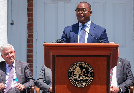 Dr. Kevin A. Catlin, Chesterfield's next county administrator, speaks at his introduction event June 22, 2026