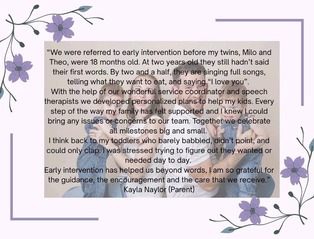 Letter to early intervention thanking for help with sons