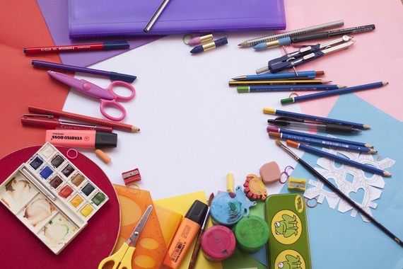 A stock image of various school supplies