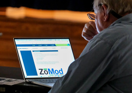 A computer screen displaying the homepage of Chesterfield's Zoning Ordinance Modernization Project (ZOMod)