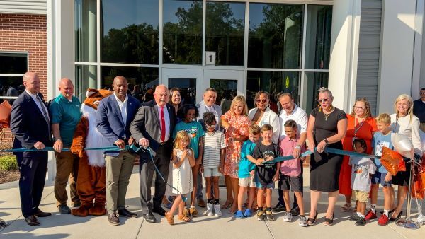 County, school leaders cut a ribbon to mark the opening of the new Deep Creek Elementary 