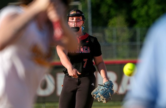 Matoaca High's Kaylee Hodges, one of the top high school softball players in the country, throws a pitch against Hopewell