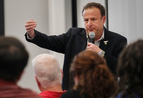 Midlothian District Supervisor Mark Miller addresses residents at a community meeting