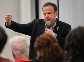 Midlothian District Supervisor Mark Miller addresses residents at a community meeting