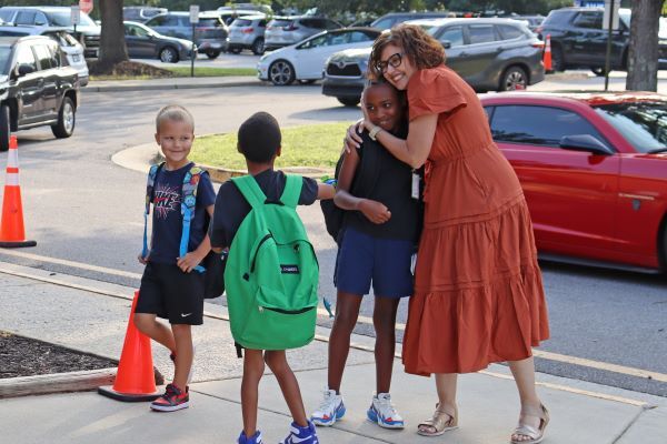 Alberta Smith Elementary's principal welcomes students on the first day of the 2026-27 school year