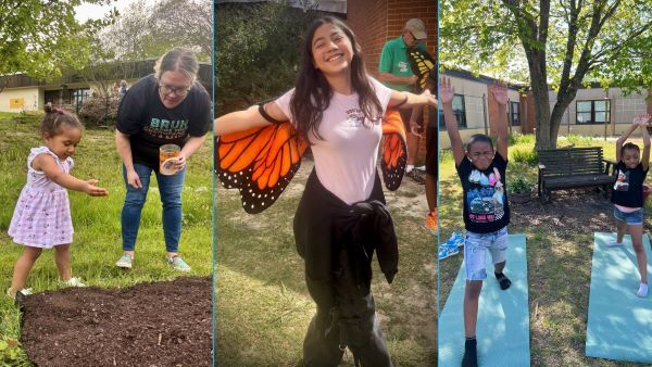 A collage of images showing Falling Creek Elementary students engaging in healthy activities