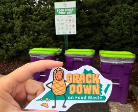 A photo of food waste dropoff bins that are part of the Central Virginia Waste Management Authority's regional composting program