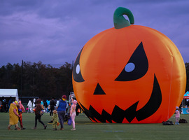 A huge inflatable pumpkin at Chesterfield's Spooktacular event
