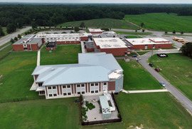 An aerial image of Matoaca Middle School in southern Chesterfield County