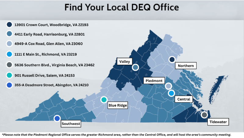 Map of DEQ's Regional Offices
