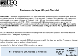 EIR Checklist
