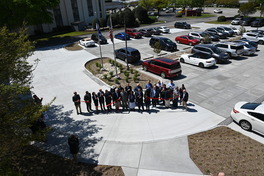 ribbon cutting for parking lot