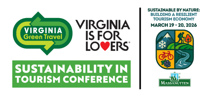 Virginia Green Travel promotional flyer - Sustainability in Tourism Conference - March 19-20, 2026