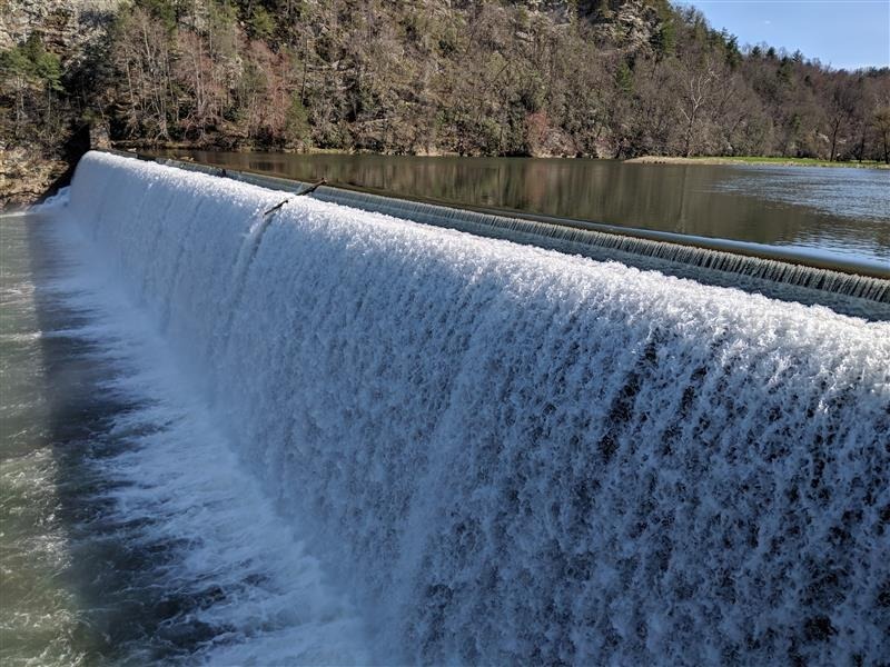 water flowing over the Fries Dam photo by Joe Grist