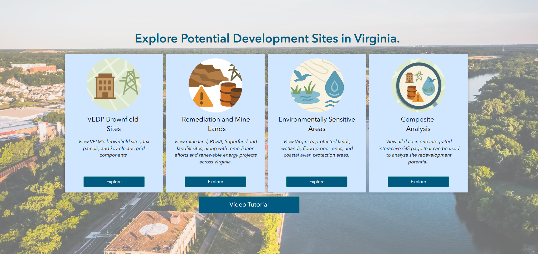 An image of the main page of the new Brownfields dashboard
