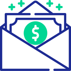 Drawing of envelope with dollar sign on insert