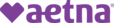 Aetna logo, white letters on purple