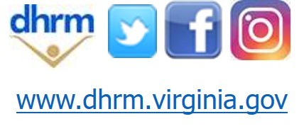 Social media logos and DHRM website URL