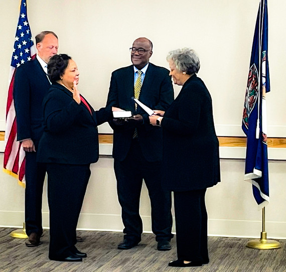 Cheryl Roberts sworn in as Director of DMAS by Kay Coles James, Secretary of the Commonwealth