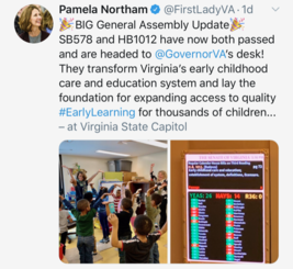 Pam Northam tweets about Early Childhood Education