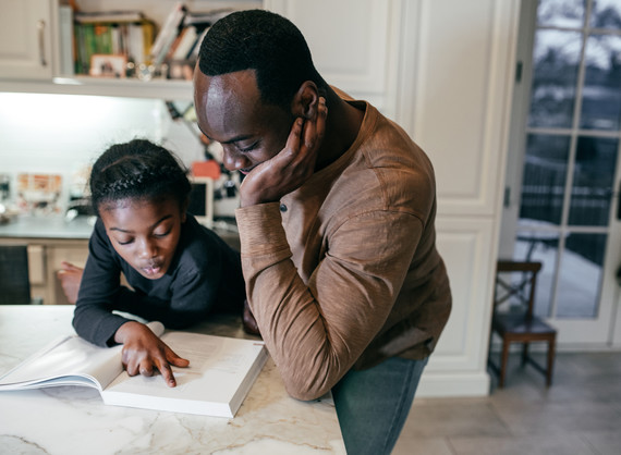 Daughter Father Studying
