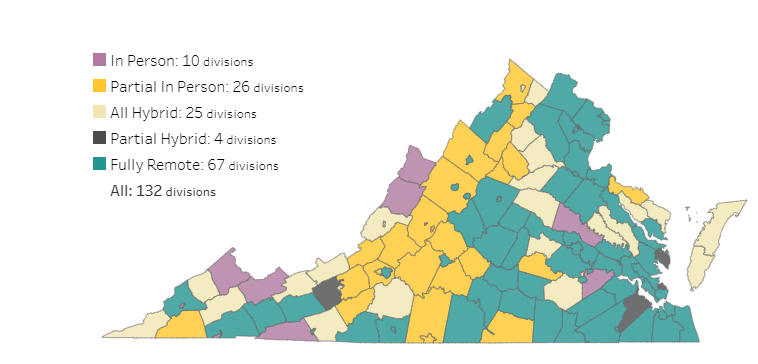 VA Schools Reopening Map