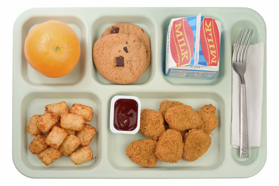School lunch tray with food