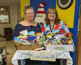 Two educators deliver special snacks and kind words to Bedford Primary School staff.