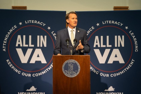 Governor Glenn Youngkin delivers remarks on Virginia's annual assessment of student performance on August 20, 2024