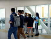 Students in a hallway