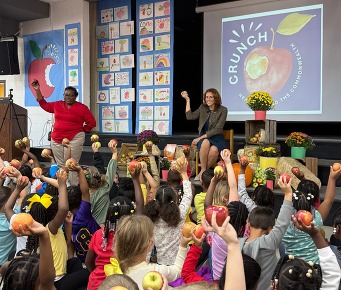Superintendent Emily Anne Gullickson at a “Crunch Heard ’Round the Commonwealth" event