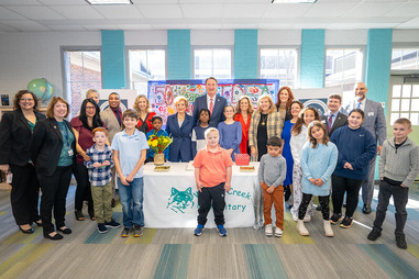 U.S. Secretary of Education Linda McMahon, Governor Glenn Youngkin, and Assistant Secretary for Civil Rights Kimberly Richey
