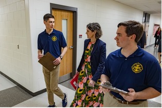 Superintendent Conway with students