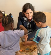 Superintendent Conway with young learners