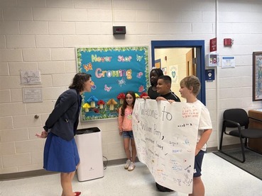 Superintendent Conway with Middle School students