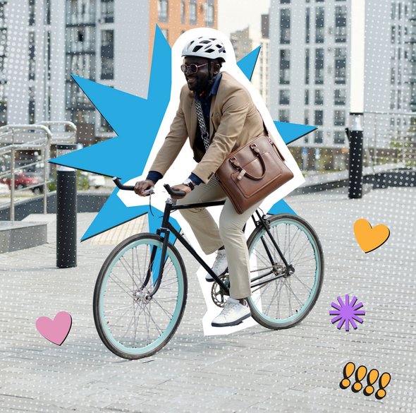 Man riding bicycle - comic book style