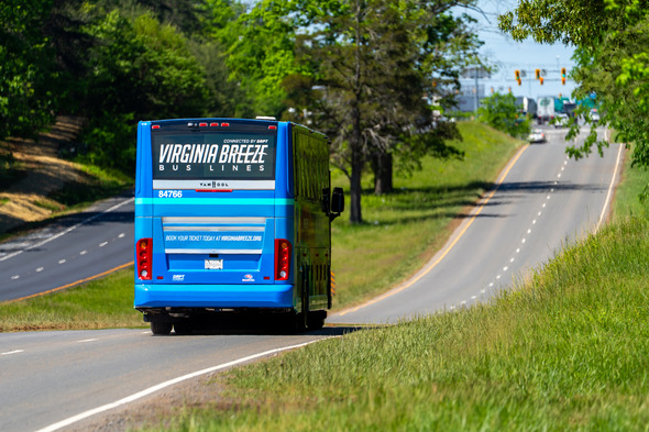 Virginia Breeze going down a highway