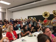Pep Band played for the introduction of new principal