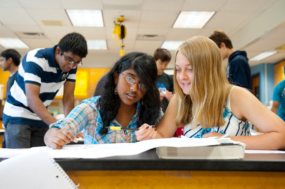 Girls doing homework