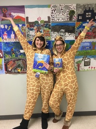 photo of teachers dressed as giraffes