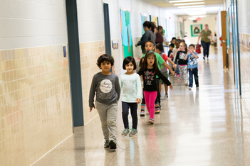 Students walking in hall