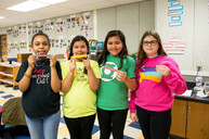 Music students show off their homemade kazoos
