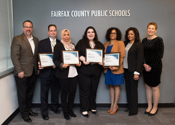 Fairview ES staff receiving FCPS' ABC Award for helping an employee in medical distress.