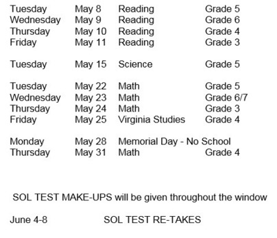 SOL Test Schedule