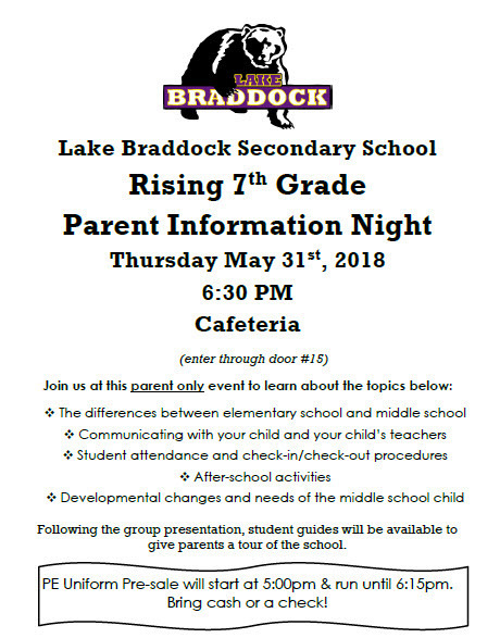 Rising 7th Grade Parent Night