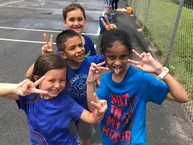students getting wet at field day