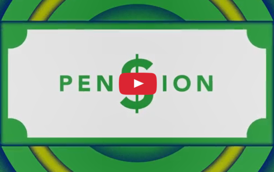 ERFC video thumbnail showing a paper bill with "pension" on it. 