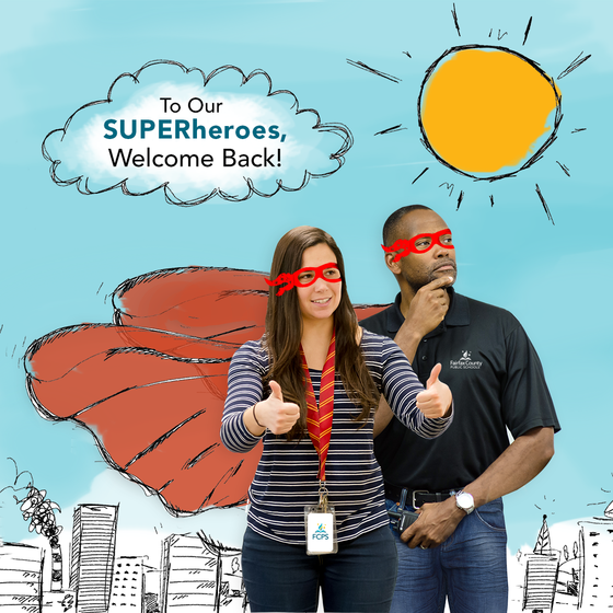 Teachers dressed as super heroes