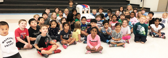 Kindergarten students with Otto the Auto